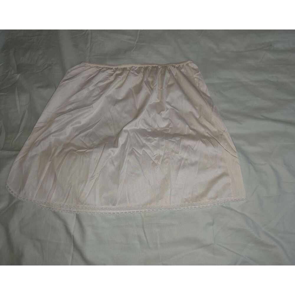 Vintage Wondermaid White Half Slip Lace Trim Mini Size Large Made in USA